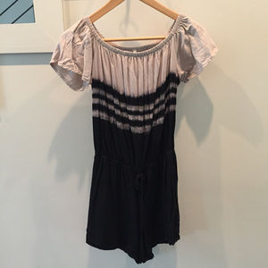 Mono B Romper Grey & Black off shoulder